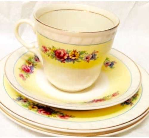 4 Trio -*12 piece Pink Roses *BARRATS* STAFFORDSHIRE *England ceramic Vintage