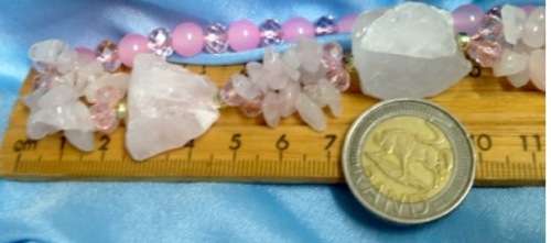 Necklace-Rose Quartz 4 DRUZY +6 drops Chips Pink faceted Cut glass Crystals