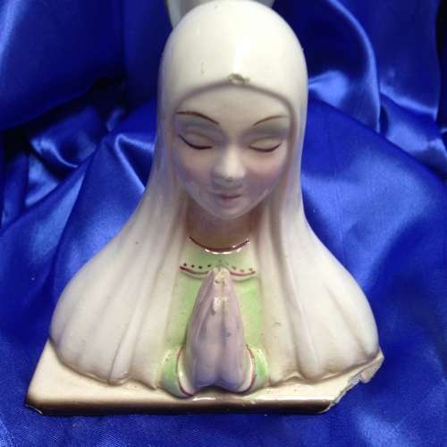 2  Madonna Icon figurine ceramic 1 full figure 1 Bust LOOK At My BUY NOW LISTINGS NO WAITING