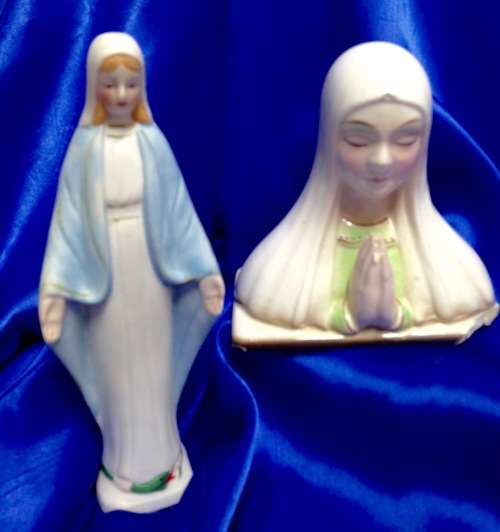 2  Madonna Icon figurine ceramic 1 full figure 1 Bust LOOK At My BUY NOW LISTINGS NO WAITING