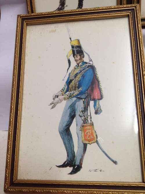 4 small military men Regiment + rank + date on back produced by C.P.Productions  N. Ireland