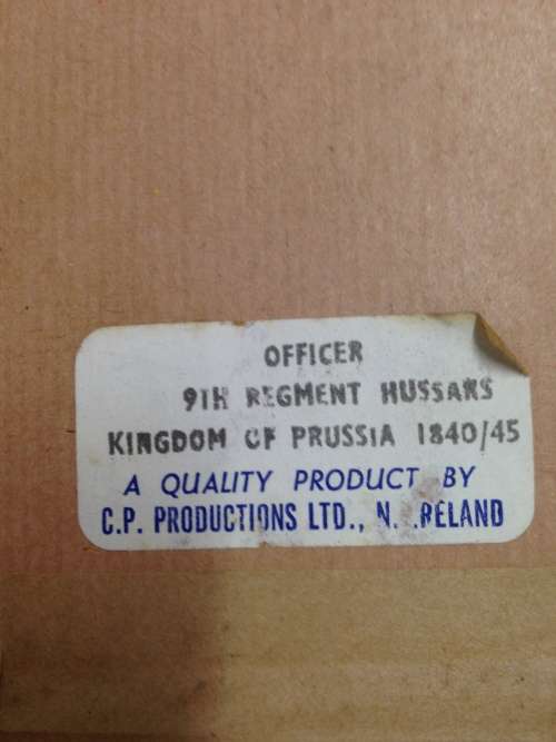 4 small military men Regiment + rank + date on back produced by C.P.Productions  N. Ireland