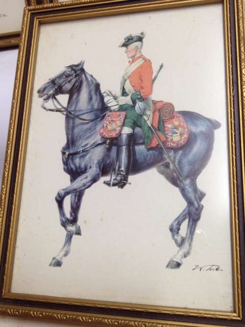 4 small military men Regiment + rank + date on back produced by C.P.Productions  N. Ireland