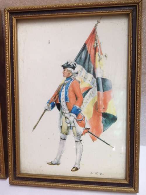4 small military men Regiment + rank + date on back produced by C.P.Productions  N. Ireland