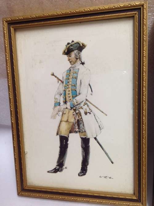 4 small military men Regiment + rank + date on back produced by C.P.Productions  N. Ireland