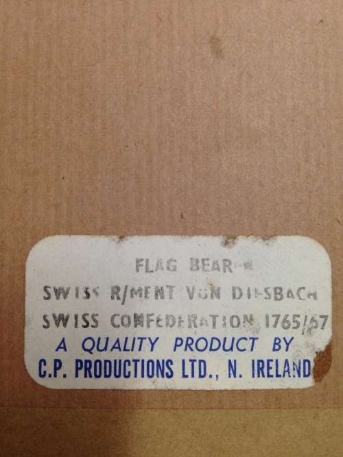 4 small military men Regiment + rank + date on back produced by C.P.Productions  N. Ireland