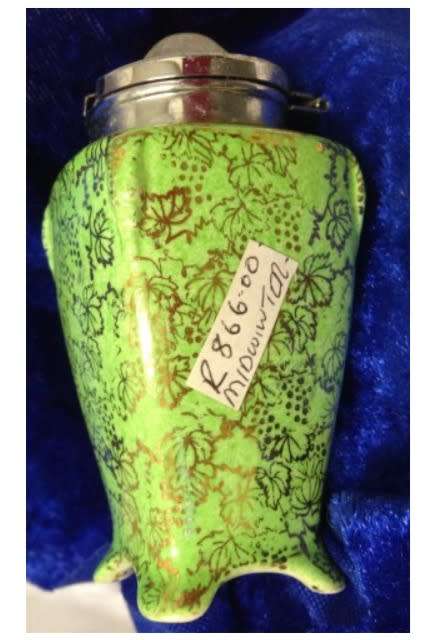 CHINTZ FLORAL + GOLD  FOOTED MUSTARD POT-MIDWINTER `BRAMA