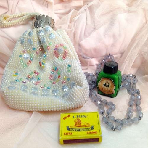 Expanding Gate Metal Top Purse, Potter & Moore Smelling Salts, Necklace - Buy Now!
