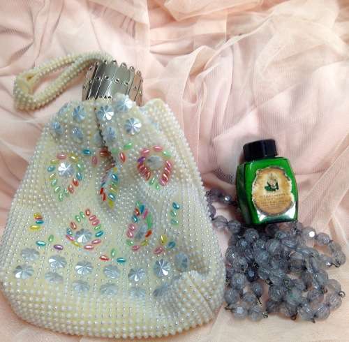 Expanding Gate Metal Top Purse, Potter & Moore Smelling Salts, Necklace - Buy Now!