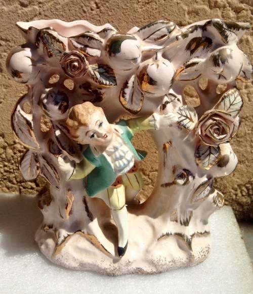 1 Vase -Capri Italian porcelain Pink Porcelain gilt - 2 bid per each one