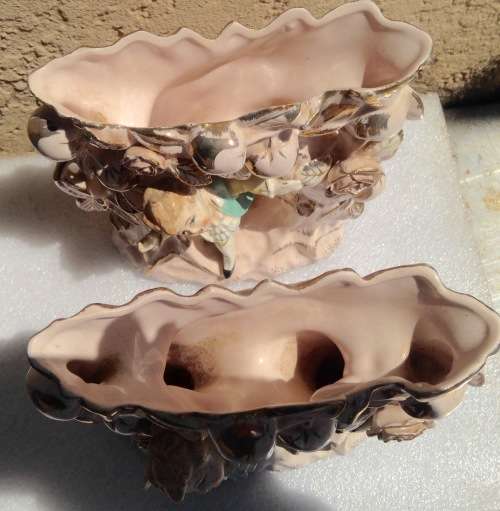 1 Vase -Capri Italian porcelain Pink Porcelain gilt - 2 bid per each one