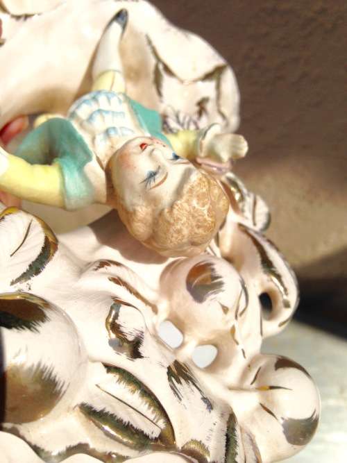 1 Vase -Capri Italian porcelain Pink Porcelain gilt - 2 bid per each one