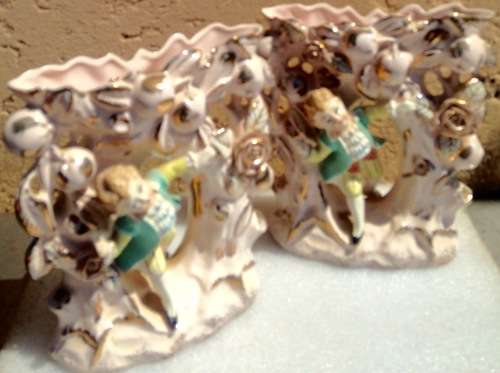 1 Vase -Capri Italian porcelain Pink Porcelain gilt - 2 bid per each one
