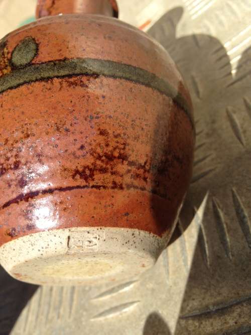 Vase - Pottery Artist signed emblem ORIENTAL decor