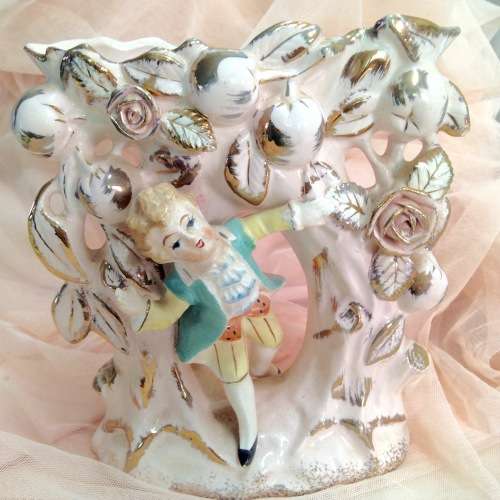 1 Vase -Capri Italian porcelain Pink Porcelain gilt - 2 bid per each one
