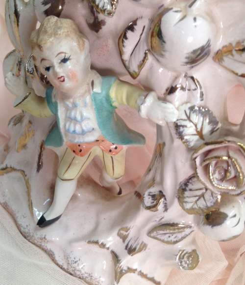 1 Vase -Capri Italian porcelain Pink Porcelain gilt - 2 bid per each one