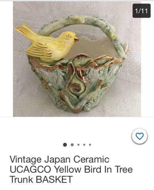 Vase ceramic make UCAGO Gilt lustre Bird figurine LOOK At All My BUY NOW listings NO WAITING