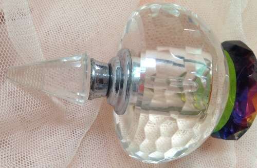 Perfume bottle -Stopper Cut glass faceted Crystal Sparkles *Rainbow effect Refraction