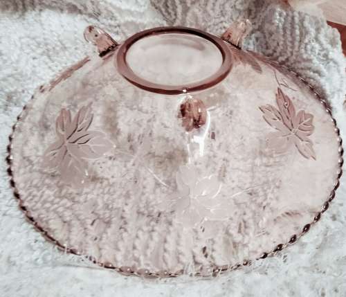 Glass BOWL -SNAIL FEET Embossed leaves LOOK At My BUY NOW LISTINGS NO WAITING