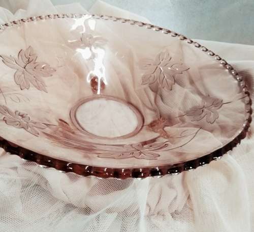 Glass BOWL -SNAIL FEET Embossed leaves LOOK At My BUY NOW LISTINGS NO WAITING