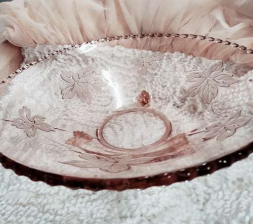 Glass BOWL -SNAIL FEET Embossed leaves LOOK At My BUY NOW LISTINGS NO WAITING