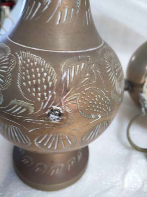 Brass -Tea kettle+Small cup + Tea Pot wood handle +Tall tea pot No lid + BELL or SNUFFER