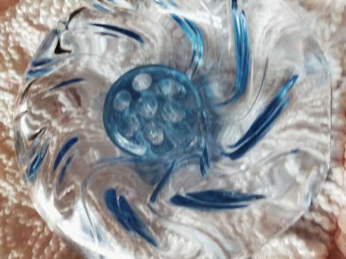 2 items VASE+FROG Art glass 8 point edges Swirl hand made in  England