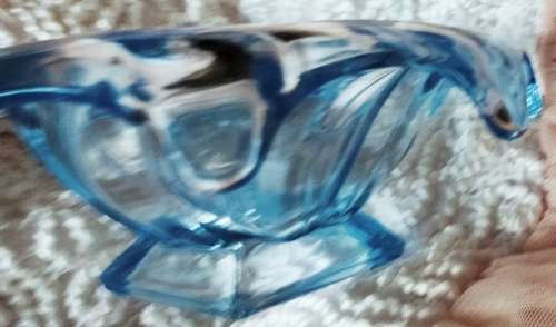 2 items VASE+FROG Art glass 8 point edges Swirl hand made in  England