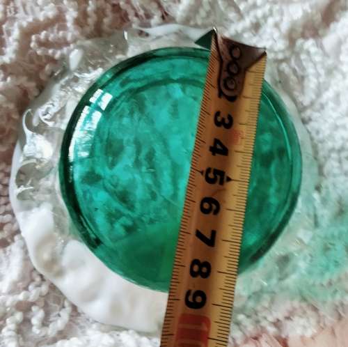 Studio Art Glass Hand Blown Green White infusion Frilled edges