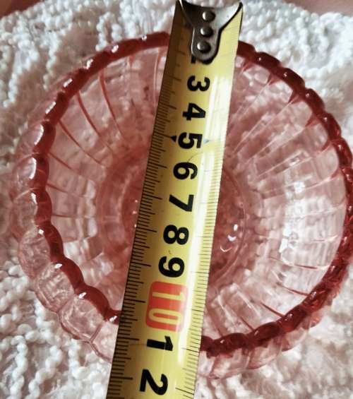 Glass Rose Bowl Pink segments top Scalloped