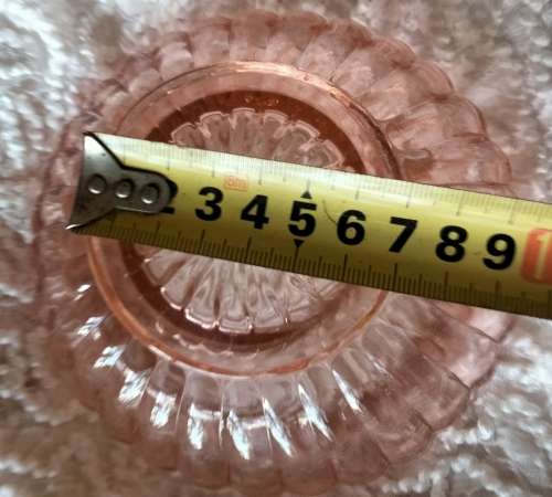 Glass Rose Bowl Pink segments top Scalloped