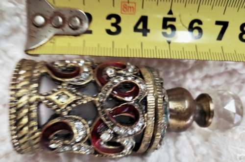 GORGEOUS PERFUME bottle entwined Red enameled hearts crystal encrusted+ Crystal stoper metal dauber