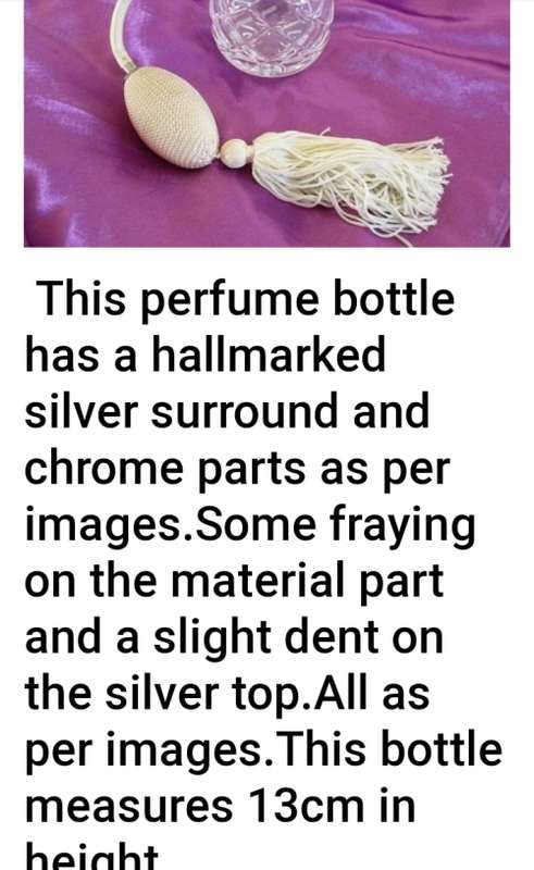 ROYAL BRIERLEY CUT CRYSTAL SIGNED- PERFUME ATOMISER  HALL MARKED SILVER TOP 1990 Birmingham dent