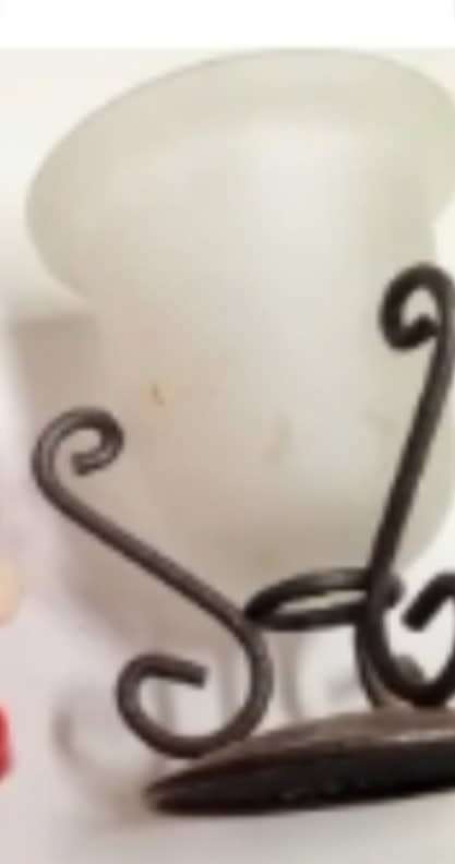 2 items Metal stand+ Frosted glass bowl *LOOK At My BUY NOW LISTINGS NO WAITING