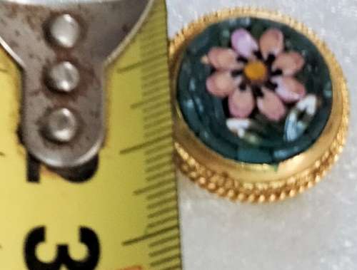 BROOCH 2 - 1 Micro Mosaic Mother Pearl Gilt 1PINK flower gold ITALY