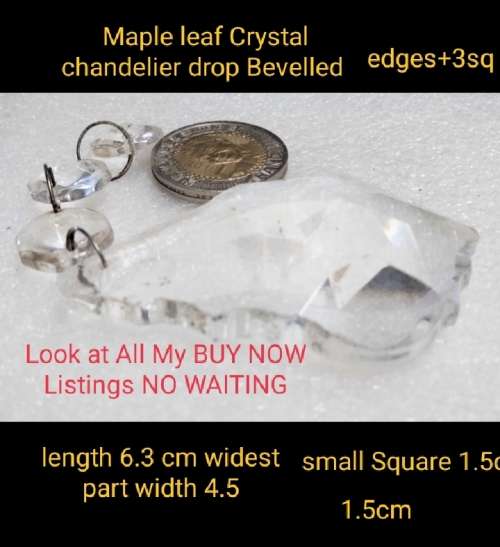 *Chandelier drop - MAPLE Leaf Cut Glass Crystal Bevelled 1 drops Leaf+ 3 square small
