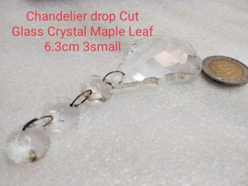 *Chandelier drop - MAPLE Leaf Cut Glass Crystal Bevelled 1 drops Leaf+ 3 square small