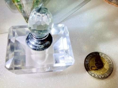 Perfume Bottle -Cut Glass Crystal + stopper+Dauber + Amber+ black Cut glass beads Earrings