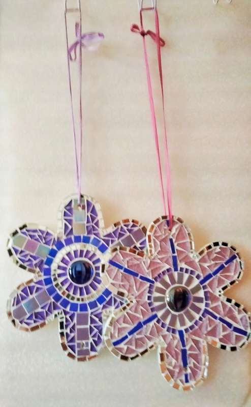 Mirror Mosaic 2 Flowers Hanging  Look at My BUY NOW Listings*No WAITING