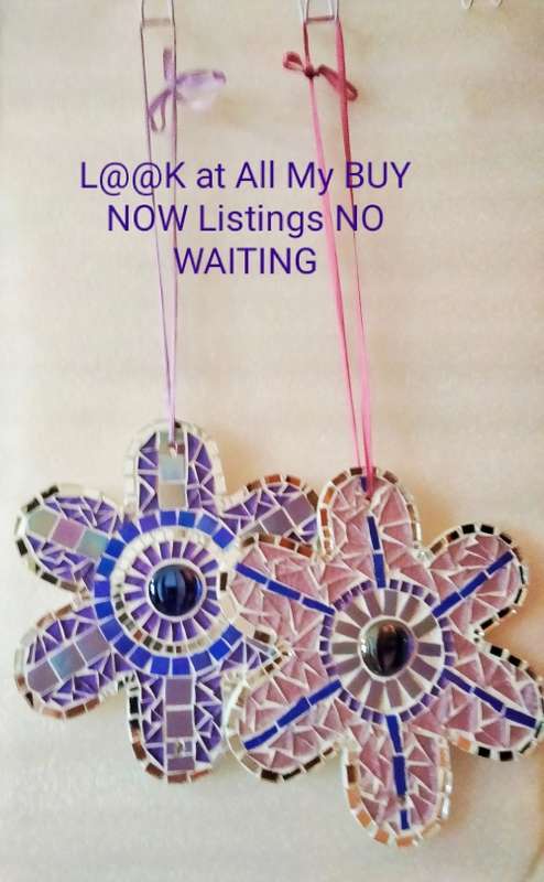 Mirror Mosaic 2 Flowers Hanging  Look at My BUY NOW Listings*No WAITING
