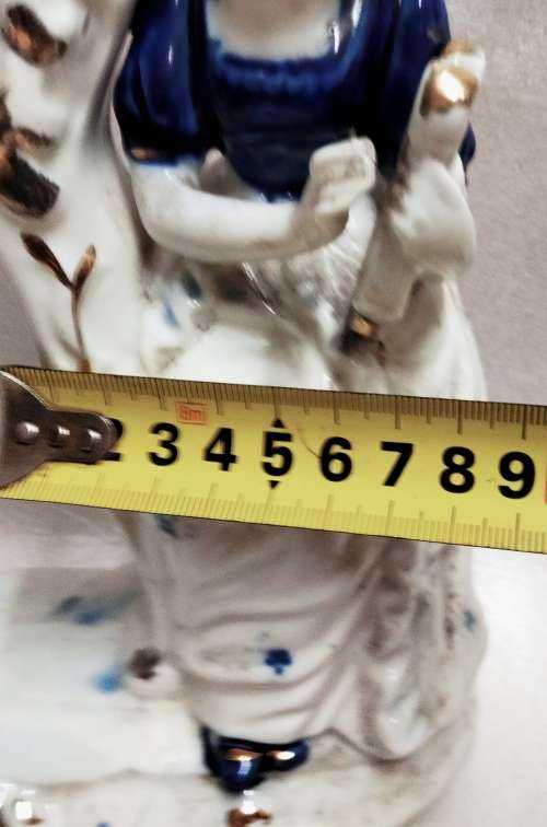 Porcelain Figurine Victorian Couple Musicians Blue + White Large piece