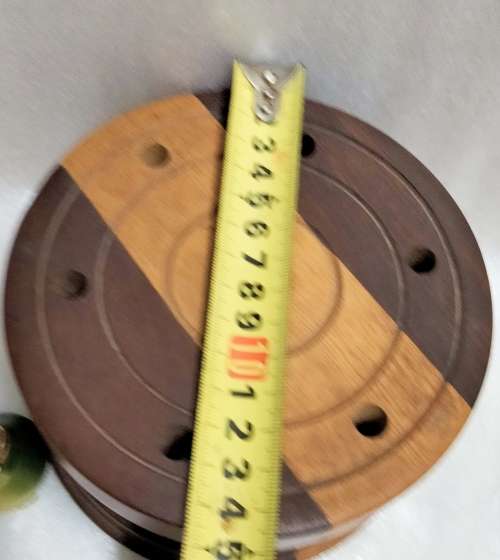 1 Candle holder Turned Layer`s of Yellow +Black wood SOLID LOOK At My BUY NOW Listings NO