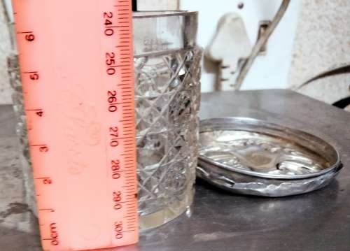 circa1930 Birmingham hallmarked SILVER lidHobnail Glass jar