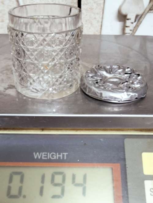 circa1930 Birmingham hallmarked SILVER lidHobnail Glass jar