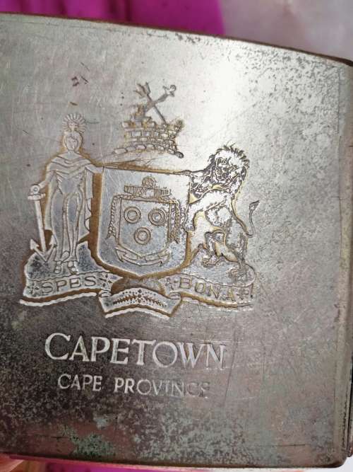CAPETOWN  CapeProvince-Spes Bona  Embossed- silver TONE METAL- CIGARETTE CASE SILVER PLATE