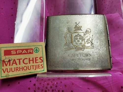 CAPETOWN  CapeProvince-Spes Bona  Embossed- silver TONE METAL- CIGARETTE CASE SILVER PLATE
