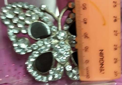 Bangle + Belt black crystal silver tone metal