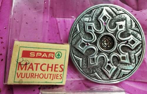 BUCKLE - Belt buckle Celtic shield SILVER TONE metal