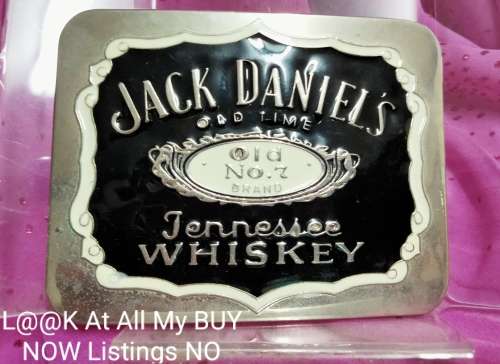 Belt BUCKLE+ Tin empty JACK DANIELS OLD TIME No.7 TENNESSEE WHISKEY 2COLOUR ENAMEL SILVER TONE METAL