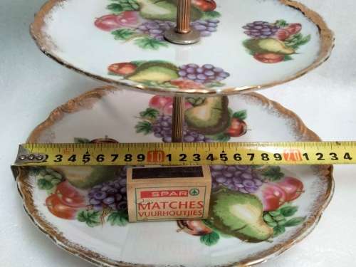 2 TIER CAKE stand GILT Trim+1 SNACK dish 2 DIV Look At All My BUY NOW Listings NO WAITING
